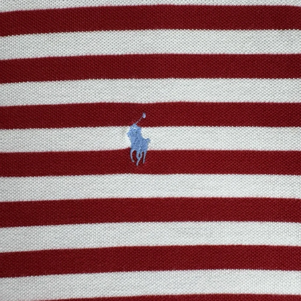 Polo Ralph‎ Lauren Men's Xl Stripe Red White Polo Shirt Embroidered Pony Vtg
